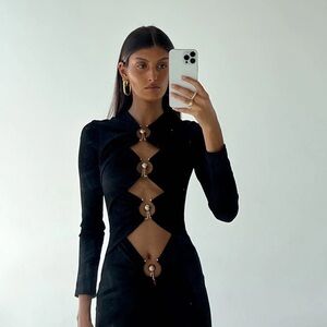 Christopher Esber ORBIT RUCHED LONG SLEEVE DRESS